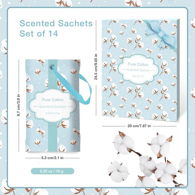 SCENTORINI Scented Sachets for Drawer and Closet, Cotton Scent 14 Pack - Image 2