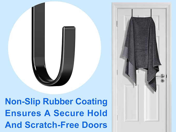 Single Over Door Steel Hooks 4 Pack Fit 1-3/8" Door 5.5" Black | Plastic Coated - Image 5