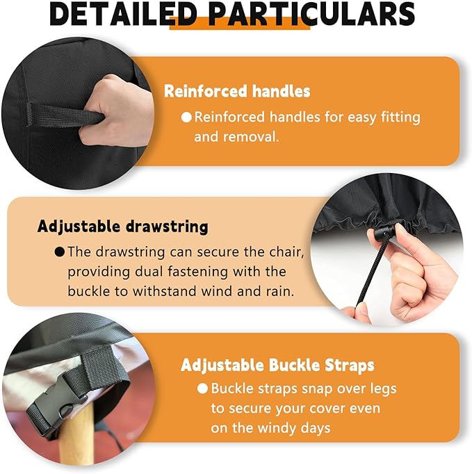 Round Patio Furniture Cover Black Grey Waterproof Up to 10000pa for 42 x 28 Inch Outdoor Round Table Covers