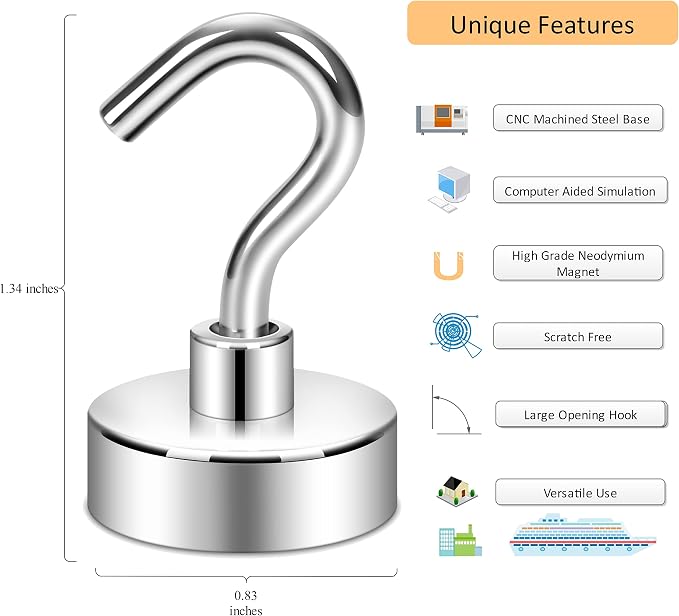 Neosmuk Magnetic Hooks, 40lb Heavy Duty, 10 Pack - Image 2