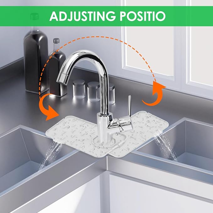 Dimeho Sink Faucet Splash Guard Mat Silicone Soap Dish Pad Small Faucet Handle - Image 3