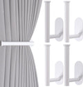 Groleca Adhesive Curtain Holdbacks, Curtain Tiebacks, 4 Pack, Metal Curtain by GROLECA