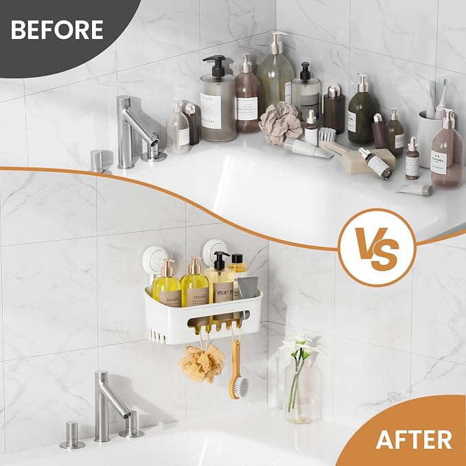 LEVERLOC Shower Caddy Suction Cup, Shower Organizer Removable Bathroom Shelf - Image 8