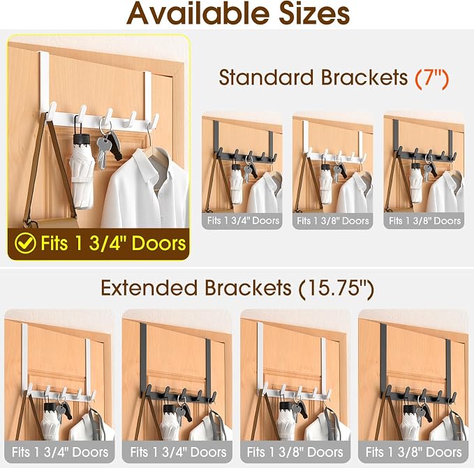 Over The Door Hooks Hanger, Heavy Duty Rack - Image 3