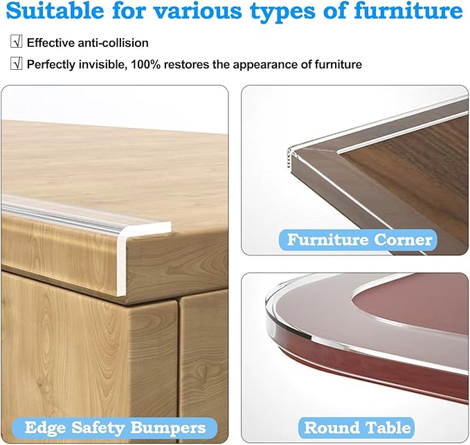 2.6 in x 3.3 FT,Corner Protector Baby,Clear Edge Protector Strip,Sharp Edge Wrap Cover Tape,Self Adhesive Protective Bumper Guards for Cabinet Door,Desk,Glass Table,Bed Furniture and Wall