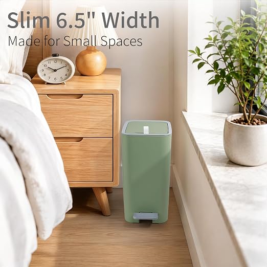 Small Bathroom Trash Can with Lid, 2.1 Gallon Slim Step Trash Can, Narrow - Image 5