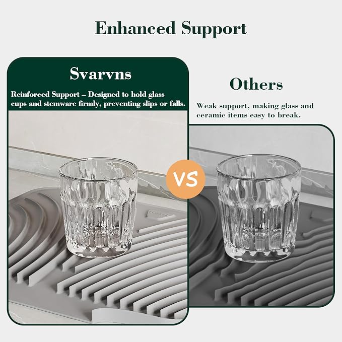 Silicone Dish Drying Mat for Kitchen Counter, Sloped Dish Drainer Mat - Image 4