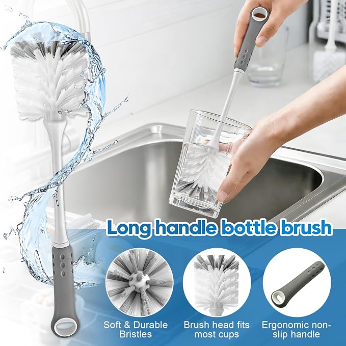 Bottle Brush Cleaner Set for Bottles, Cups and Straws Cleaning, 14 Pack | Long - Image 4