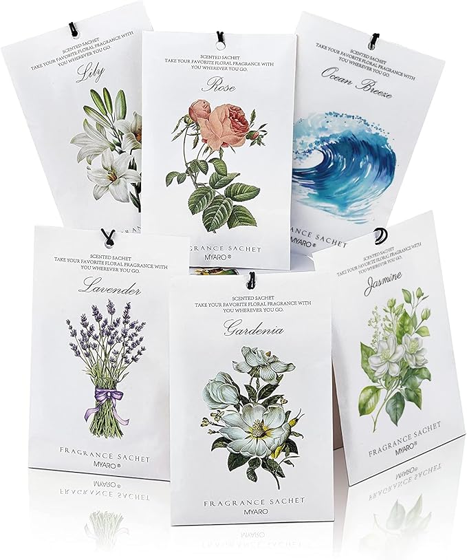 MYARO 12 Pack Assorted Floral Scented Sachets, Closet Deodorizer Freshener by MYARO