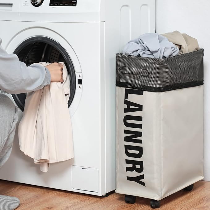 DOKEHOM 25" Slim Rolling Laundry Basket Hamper, Narrow on Wheels - Image 8