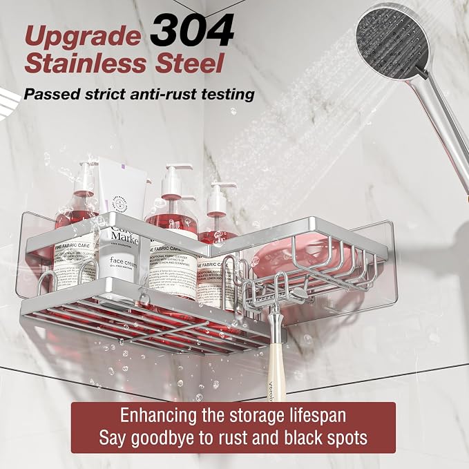 Youvip 4-Pack Adhesive Corner Shower Caddy - Image 3
