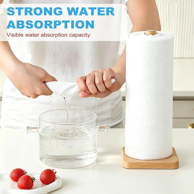 Puomue 55 Pack Microfiber Cleaning Cloth Roll, Tear Away Reusable Towels - Image 3
