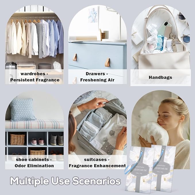 SCENTORINI Scented Sachets for Drawer and Closet, Pure Musk Scent 14 Pack - Image 6