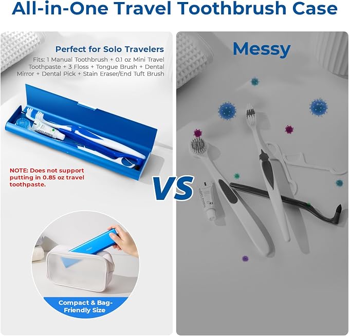 Wider Aluminum Toothbrush Travel Case, Portable Travel Toothbrush Holder - Image 3