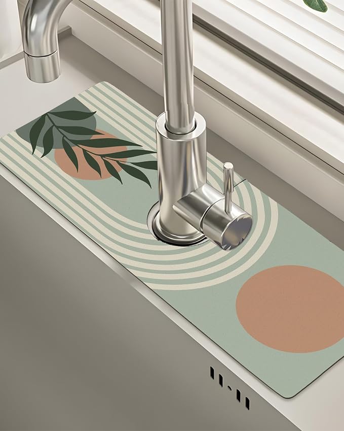 Patterned Sink Faucet Mat Kitchen Splash Guard Super Absorbent Drying Mat by BnhjsdwTablecloth