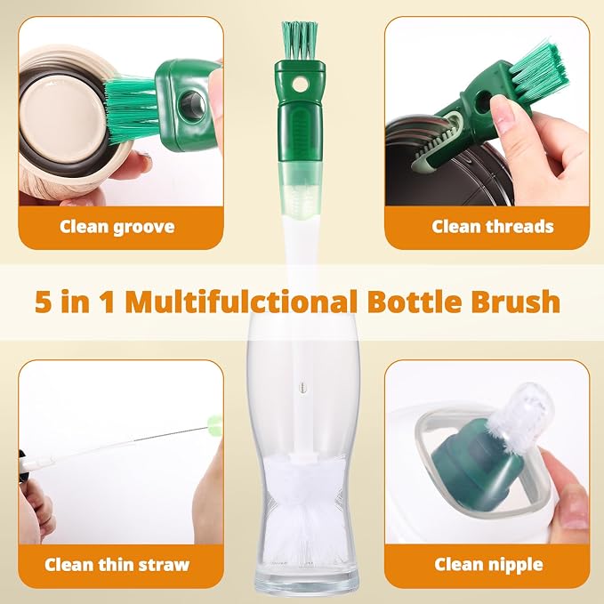OUTXE 5 Pack Bottle Brush Cleaning Set, 5-in-1 Cup Cleaner Brush | - Image 2