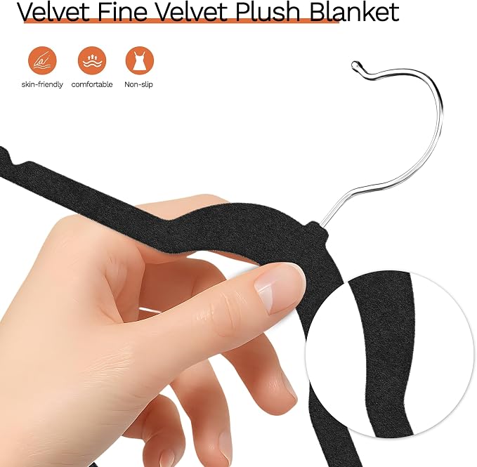 Black Velvet Hangers 20 Pack, Slim Space Saving Suit Hangers - Image 8