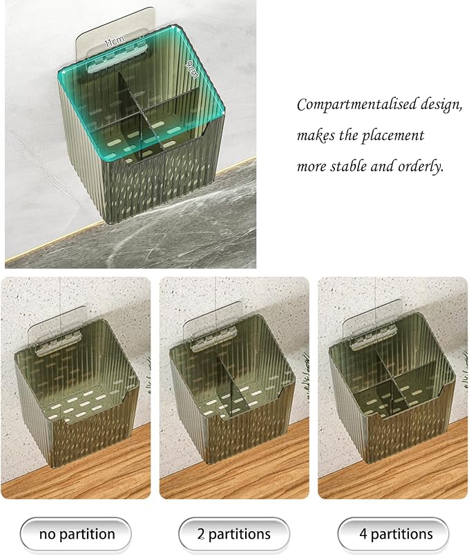 Lae Nuvole 2Pcs Storage Organizer Bins, Wall Mount Toothbrush Holder - Image 8