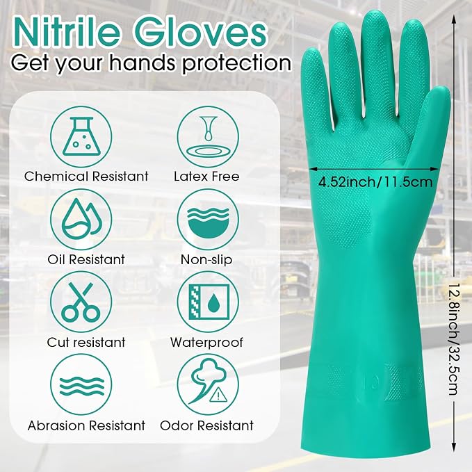 Potchen 40 Pairs Chemical Resistant Gloves 15 Mil Nitrile Gloves - Image 2
