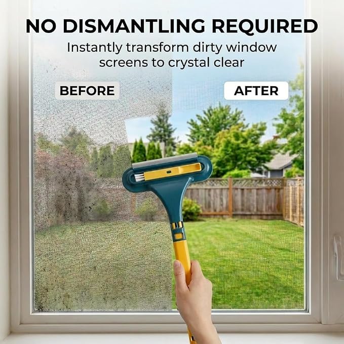 Window Screen Cleaning Brush, 2 in 1 Screen Cleaner Tool - Image 4