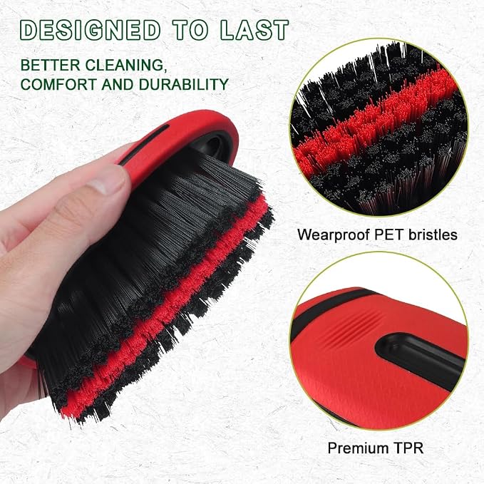 Carpet and Upholstery Cleaning Brush, Stiff Bristle Carpet Detailing Scrubber - Image 4