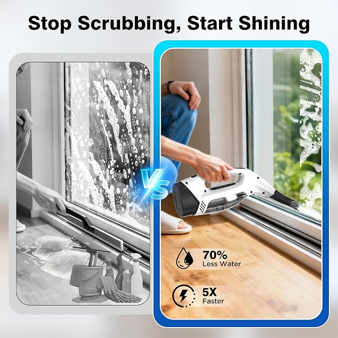 Window Vacuum Squeegee Cordless, 2000Pa Electric Window Cleaner Squeegee | - Image 3