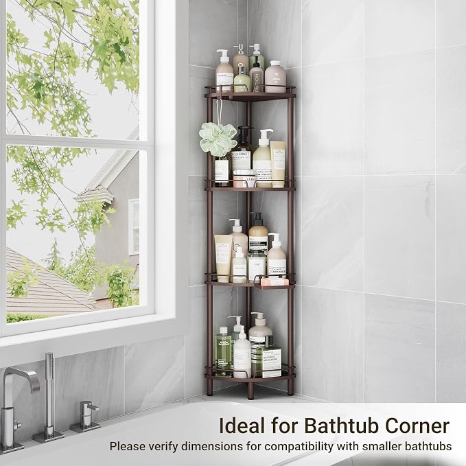 ELYKEN Corner Shower Caddy Standing, 4 Tier Metal Shower Organizer - Image 8