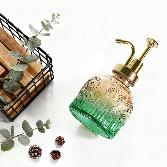 Amolliar 8 Oz Glass Vintage Soap Dispenser w/Plastic Pump, - Image 3