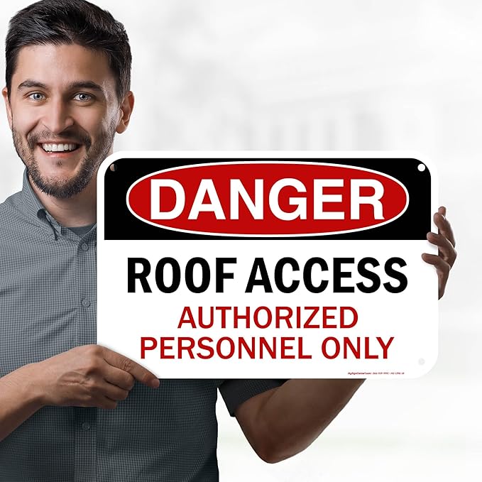 Danger Roof Access Authorized Personnel Only Sign, 12x18 Inches, 55 mil thick HDPE (high density polyethylene), Made in USA by My Sign Center