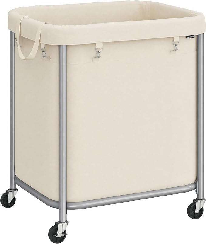 SONGMICS Laundry Basket with Wheels, Steel Frame, Removable Bag by Unknown