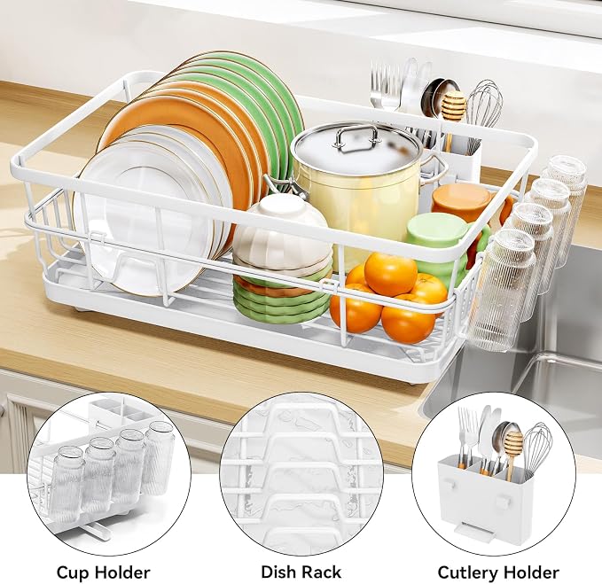 TOOLF Dish Drying Rack for Kitchen Counter, 12.4''W x 16.5''L x 7.2'', - Image 5