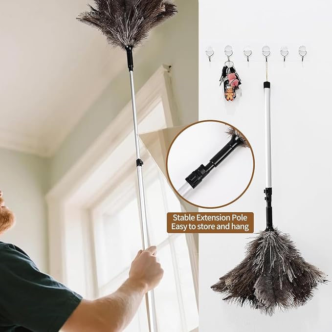 Extendable Ostrich Feather Duster up to 25-49 inches | Handheld - Image 5