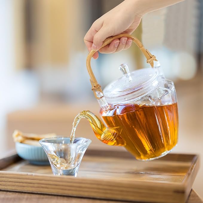 uxcell 3Pcs Bamboo Teapot Handle U-Shape Handle Replacement for Span 4.3-5.1 Inch Ceramic Pottery Tea Pots Tea Kettle Accessories Supplies, Heart Knot