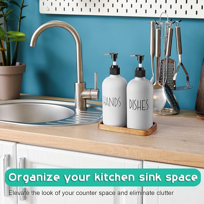 ALELION White Dish Soap Dispenser Set - Image 2