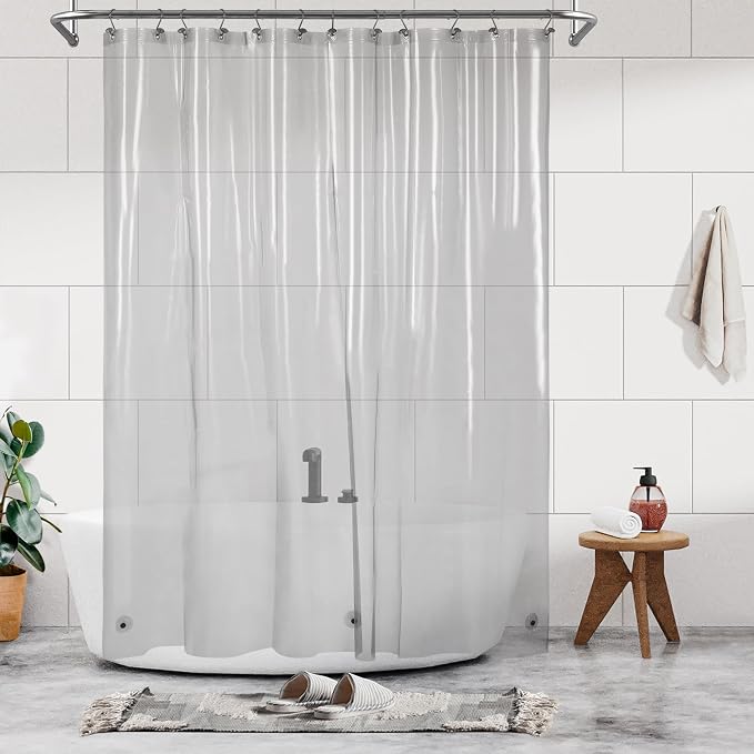 Barossa Design Clear Black Long Shower Curtain Liner 72x78 by BarossaDesign