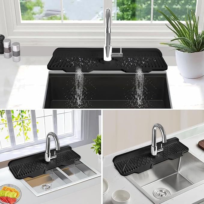 Kitchen Sink Accessories -17" x 6'' Sink Splash Guard, Silicone Sink Mat Splash - Image 5