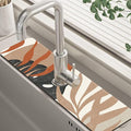 Mid Century Boho Leaves Kitchen Sink Splash Guard Absorbent Fast Drying Mat by Unknown