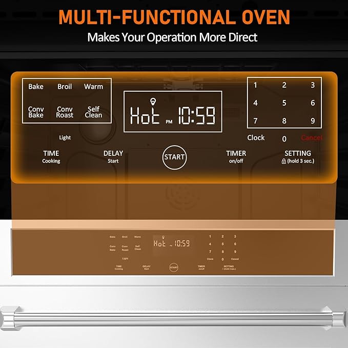 30 in Built-in Electric Wall Oven,4.8 Cu.Ft Stainless Steel with Self-Cleaning,Touch Glass Control & Child Safety Lock,3800W Convection System,Blue Enamel Interior