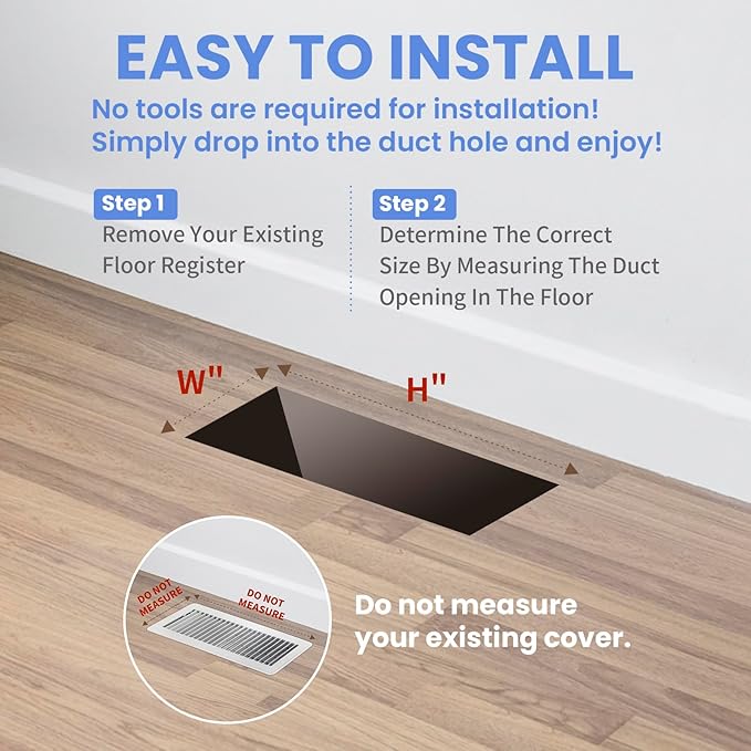 2x10 Inches 2 Pack Heavy Duty Walkable Floor Register Easy Adjust Air Supply Lever Floor Vents - Seattle Design - Vent Cover for Home Floor - Matte Black