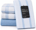 Kitchen Towels Set of 4 Dish Towels Blue n White Waffle Weave Cotton Hand Towels by MosJos