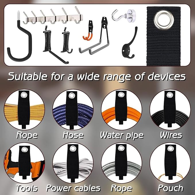 Zkptops 10Pcs Extension Cord Holder Organizer Heavy Duty Storage Straps Hook - Image 4
