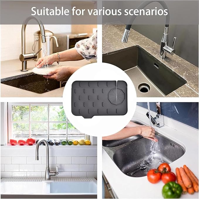 2 Pack Mini Sink Splash Guard, Double Sided Kitchen Faucet Mat | Tap Water - Image 6