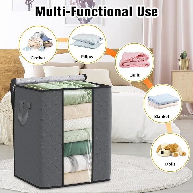 6 Pack Clothes Storage Bags 80L Blanket Storage Containers - Image 5