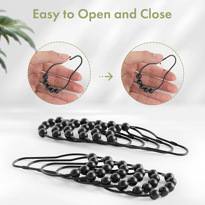 Shower Curtain Hooks, Decorative Rust Proof Stainless Steel Shower Curtain Hooks - Image 5