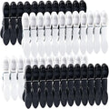 Clothes Pins, 48 Pack Black White Plastic Clothespins, Clothes Pins Heavy Duty by HiGift