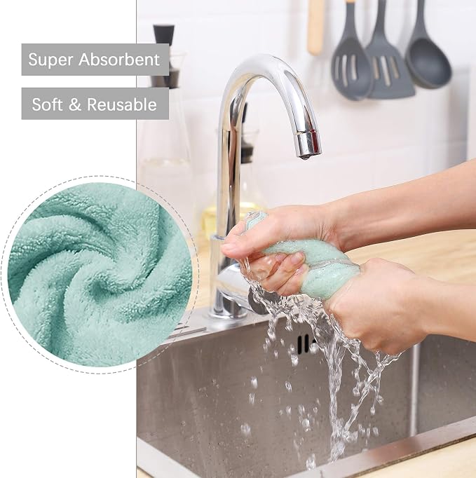 Bessrung 20 Pack Kitchen Dish Cloths Absorbent Microfiber Cleaning Cloth - Image 3
