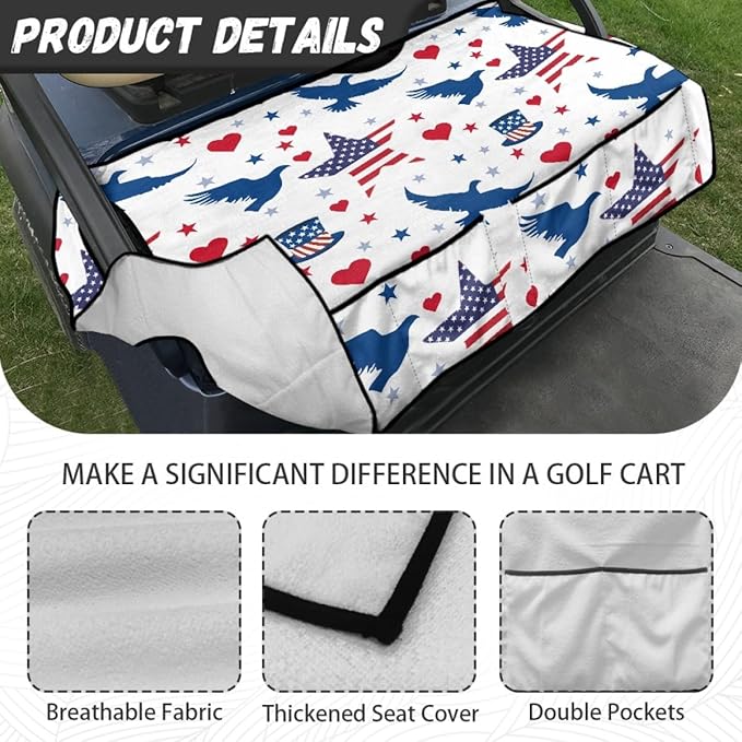 Golf Cart Seat Cushion Cover with Soft Microfiber Surface and Waterproof Layer for Outdoor Golf and Utility Cart Use