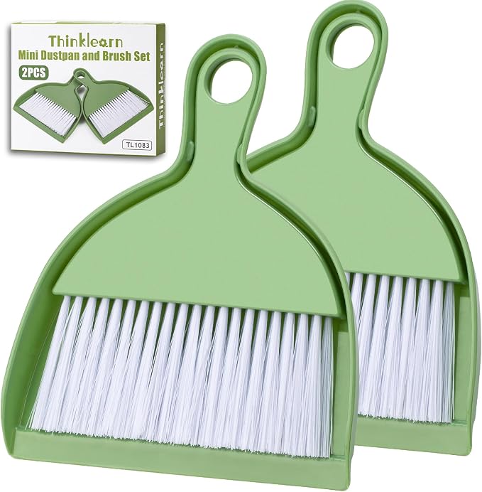 THINKLEARN 2PCS Small Dust Pan and Brush Set by THINKLEARN