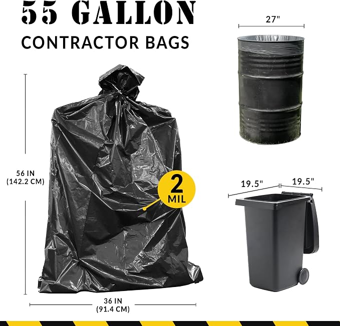 Reli. Contractor Garbage Bags 55 Gallon | Heavy Duty | 40 Trash Bags, Twist Ties - Image 5