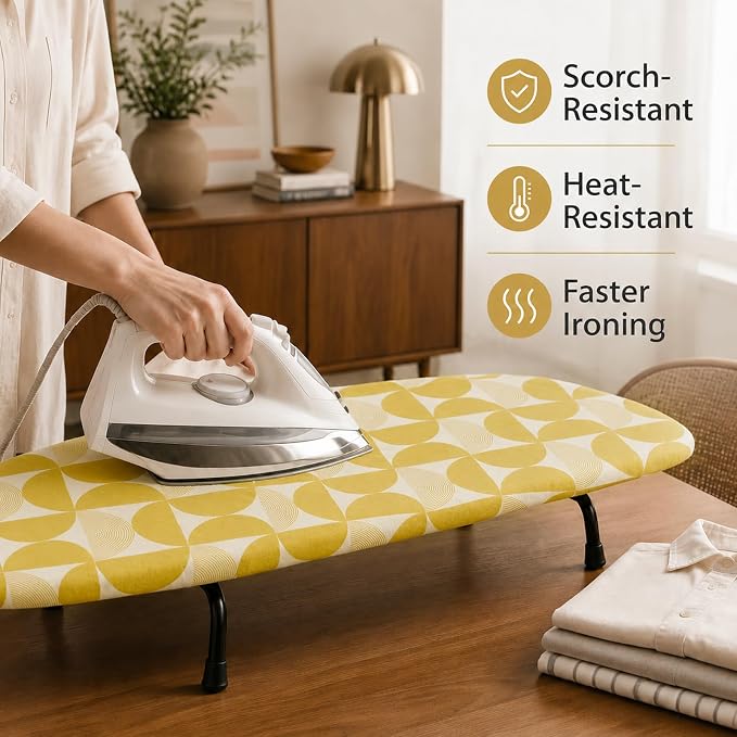 SheeChung Small Ironing Board Cover and Pad 12.5"x32", Heat Resistance Cover - Image 5